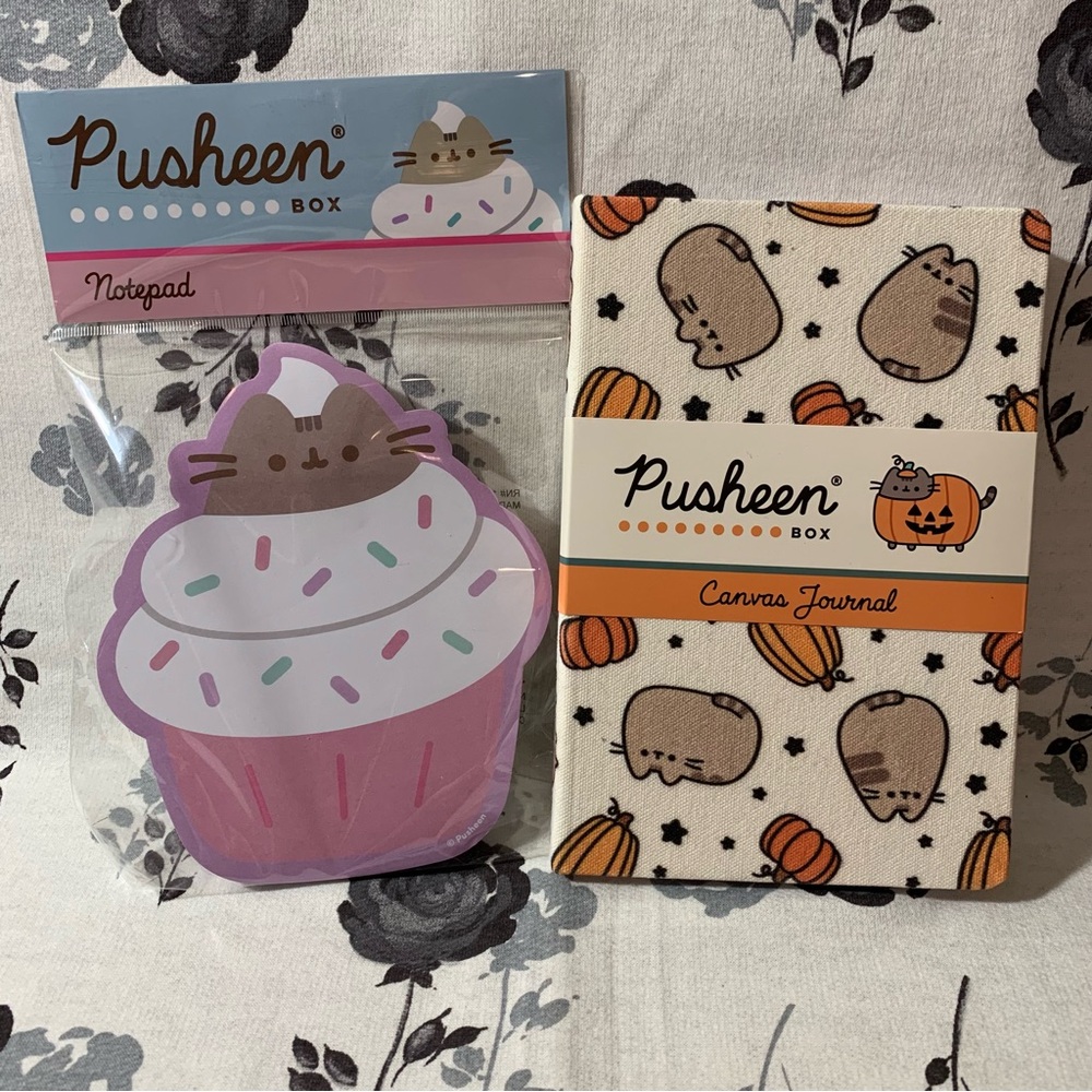 Pusheen Cupcake Notepad and Pumpkin Canvas Journal